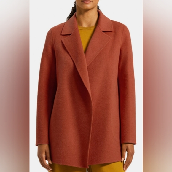 Etcetera Wool and Cashmere Wrap Coat in Orange Spice sz Small NWOT - Picture 2 of 7